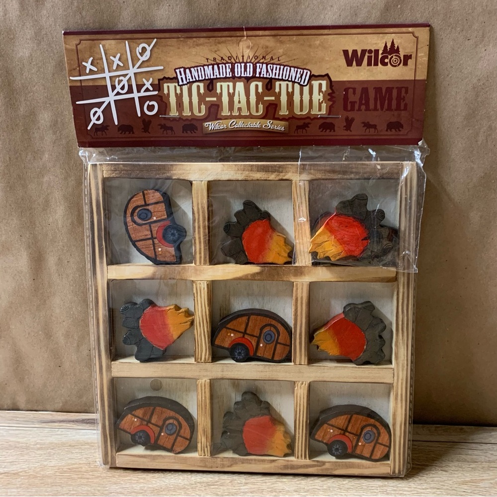 New! Wilcor Handmade Wooden Tic Tac Toe Game Camper Campfire Camping Outdoors